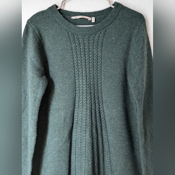 Soft Surroundings Evergreen Cable Knit Wool Blend Crewneck Sweater - Picture 5 of 11
